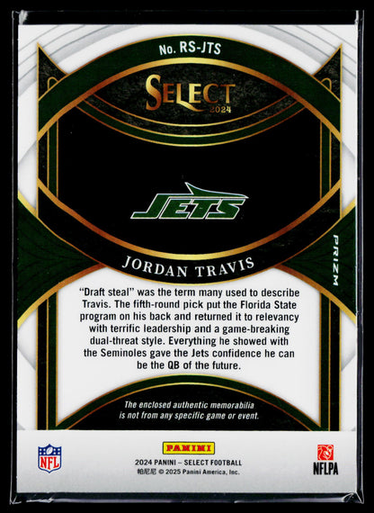 2024 Panini Select #RS-JTS Jordan Travis Rookie Swatches Red Prizm