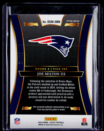 2024 Panini Select #DSM-JMN Joe Milton III Draft Selections Copper Prizm #/49