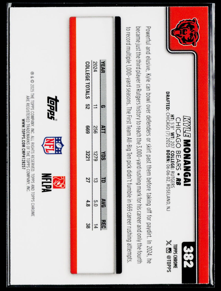 2025 Topps Chrome #382 Kyle Monangai