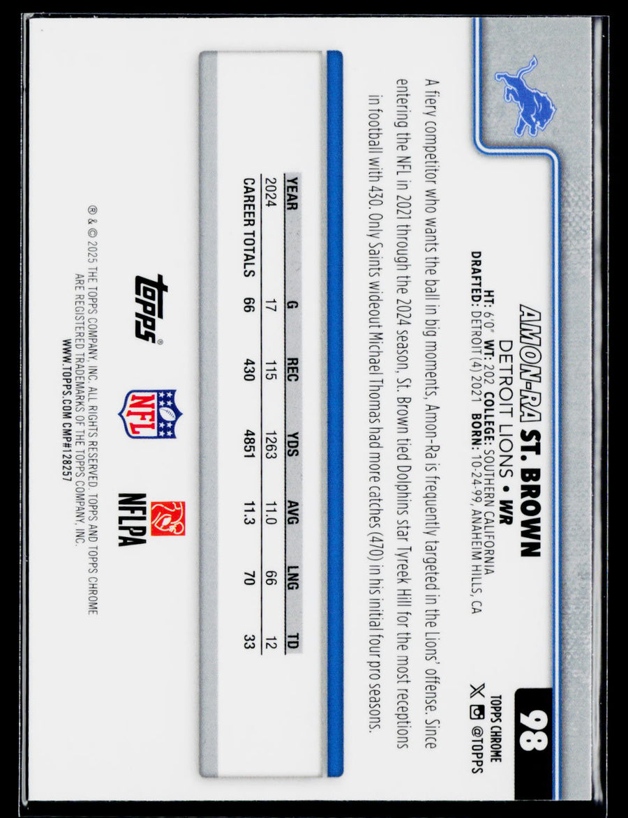 2025 Topps Chrome #98 Amon-Ra St. Brown