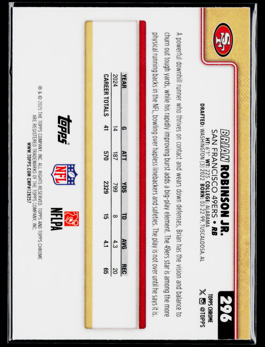 2025 Topps Chrome #296 Brian Robinson Jr. Ray Wave Refractor