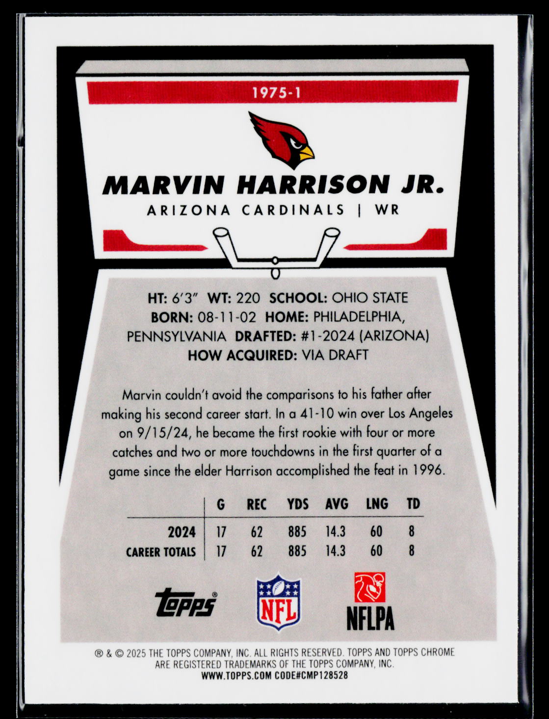 2025 Topps Chrome #1975-1 Marvin Harrison Jr. 1975 Topps