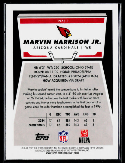 2025 Topps Chrome #1975-1 Marvin Harrison Jr. 1975 Topps