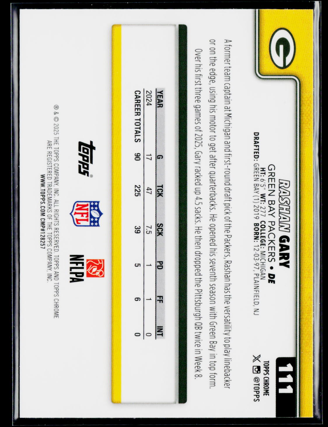 2025 Topps Chrome #111 Rashan Gary
