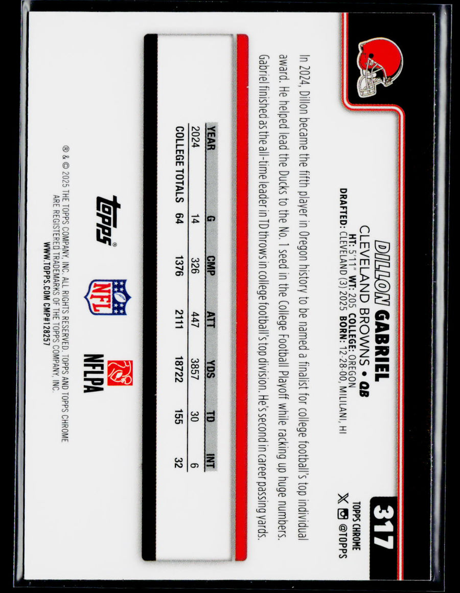 2025 Topps Chrome #317 Dillon Gabriel