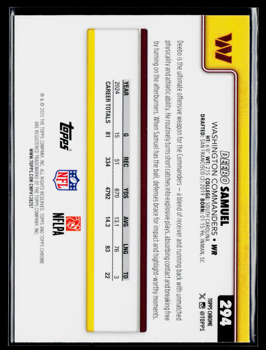 2025 Topps Chrome #294 Deebo Samuel Football Leather Refractor