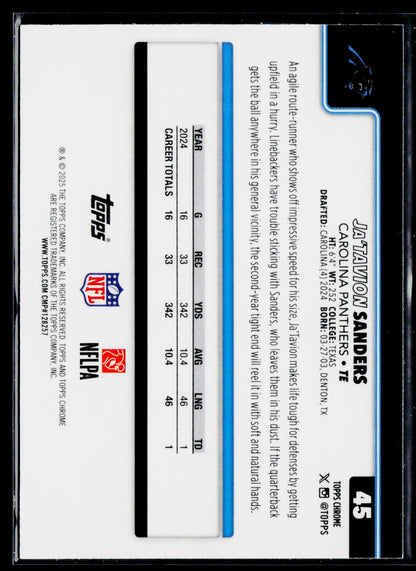 2025 Topps Chrome #45 Ja'Tavion Sanders Pulsar Refractor