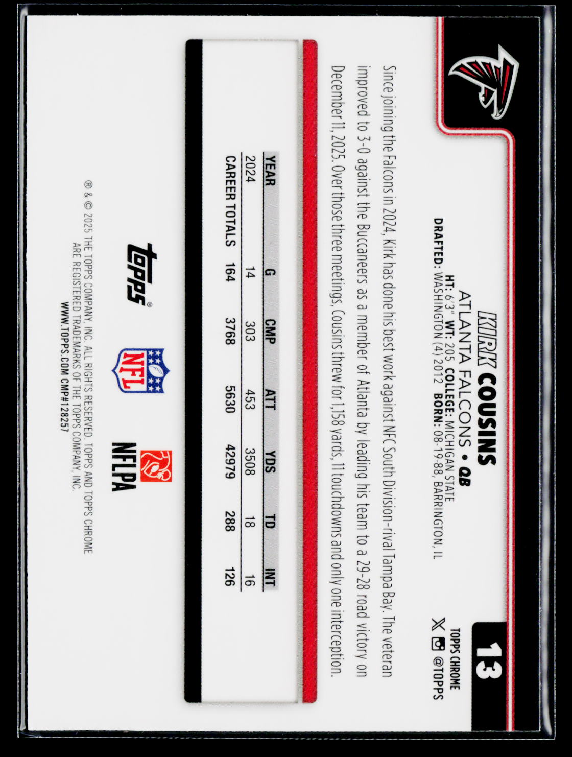 2025 Topps Chrome #13 Kirk Cousins