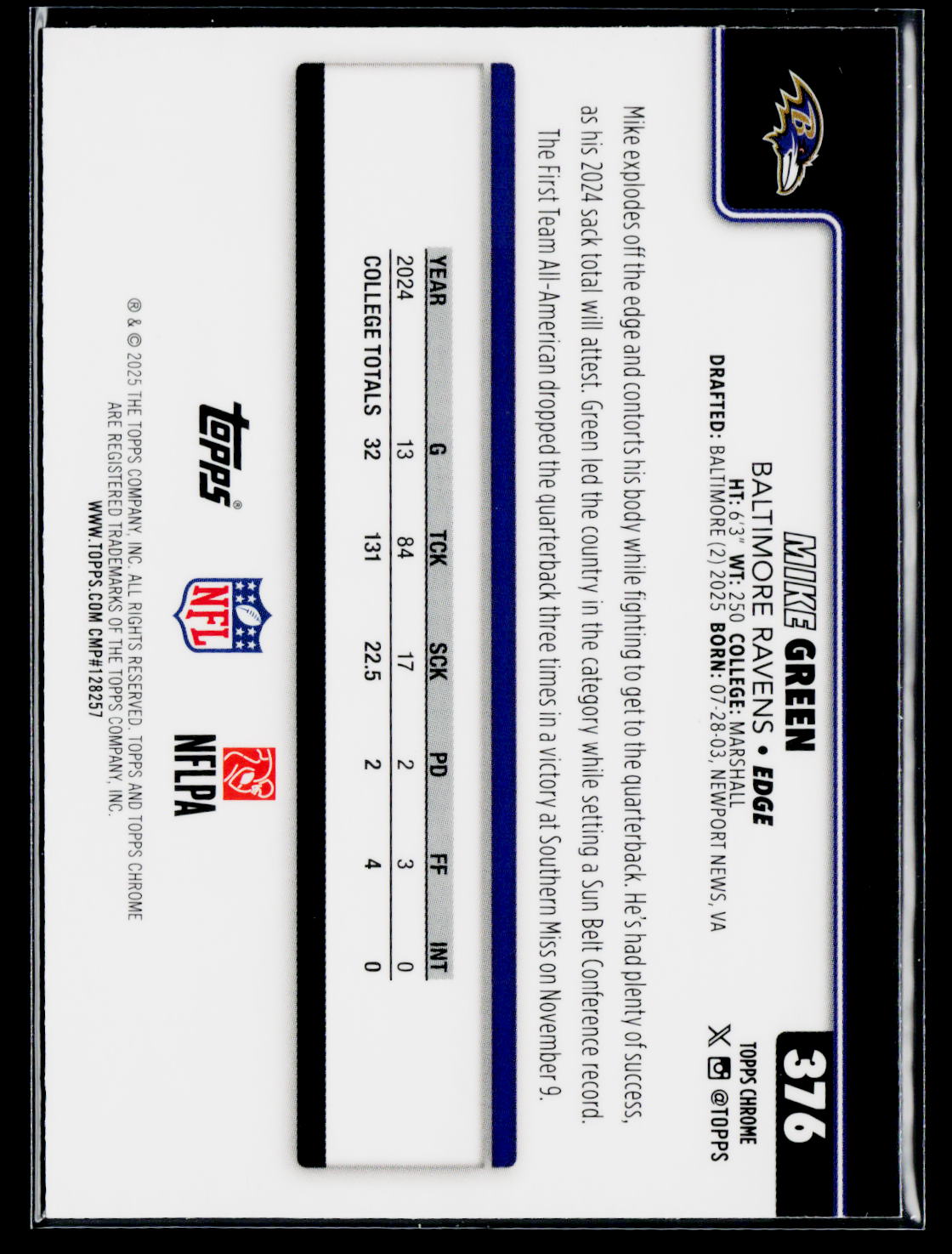 2025 Topps Chrome #376 Mike Green