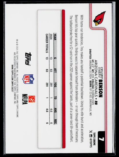 2025 Topps Chrome #7 Trey Benson Red White and Blue Refractor
