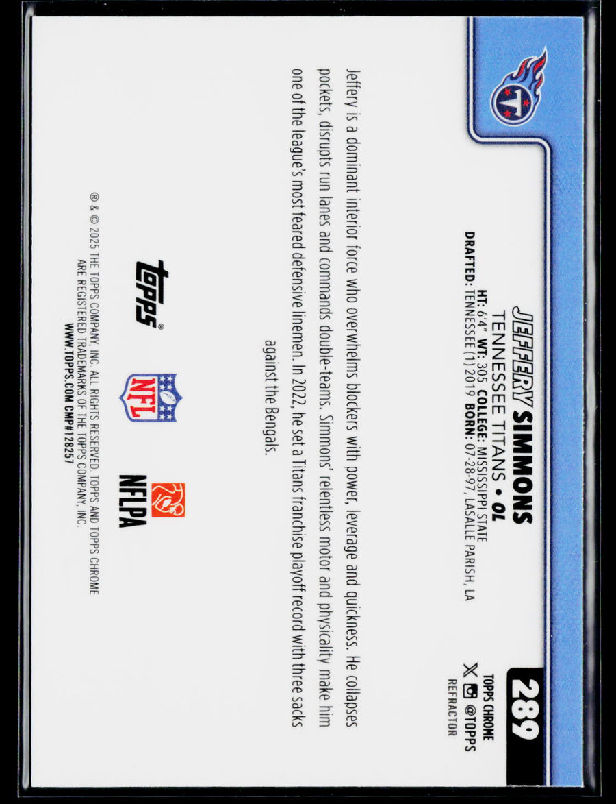 2025 Topps Chrome #289 Jeffery Simmons Topps Refractor