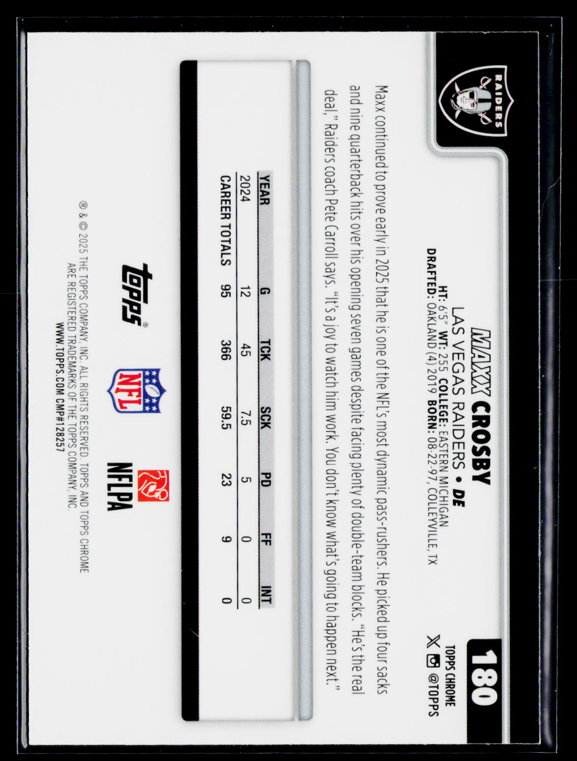 2025 Topps Chrome #180 Maxx Crosby