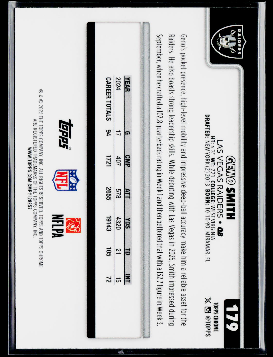 2025 Topps Chrome #179 Geno Smith