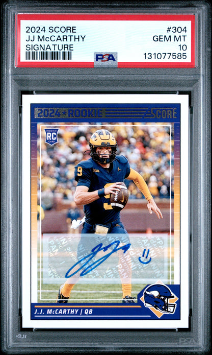 2024 Panini Score #304 Jj Mccarthy Signature PSA 10
