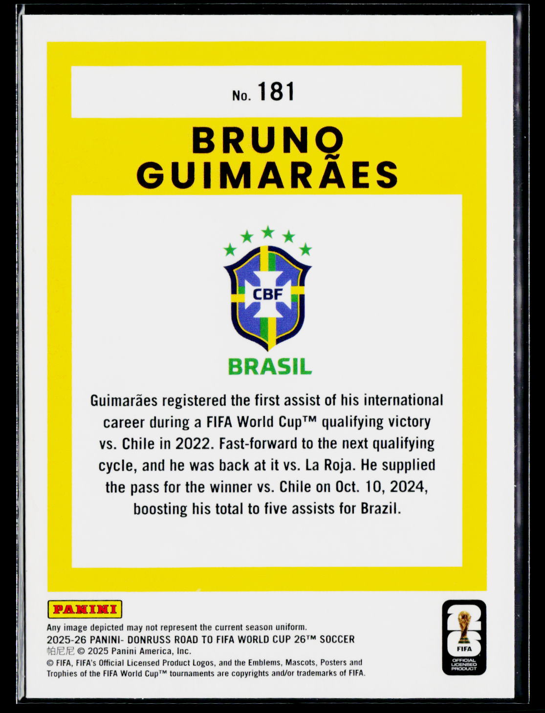 2025-26 Donruss Road to FIFA World Cup #181 Bruno Guimaraes