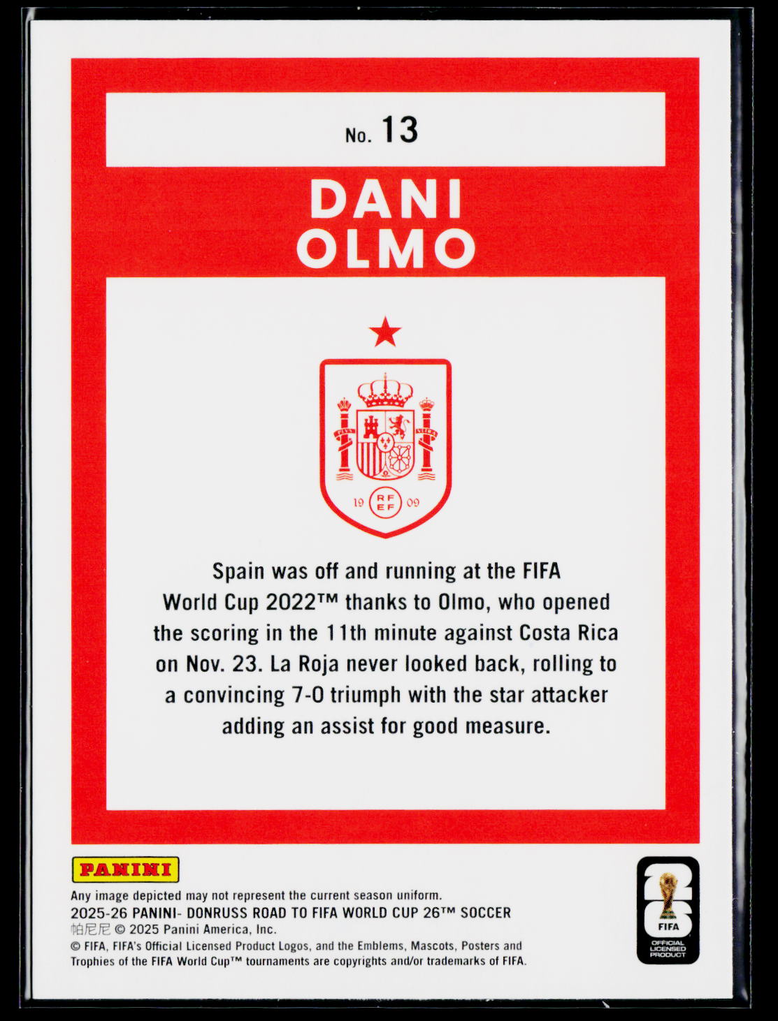 2025-26 Donruss Road to FIFA World Cup #13 Dani Olmo