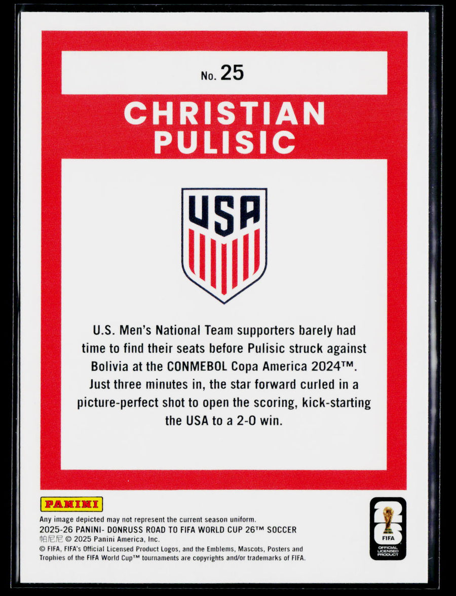 2025-26 Donruss Road to FIFA World Cup #25 Christian Pulisic
