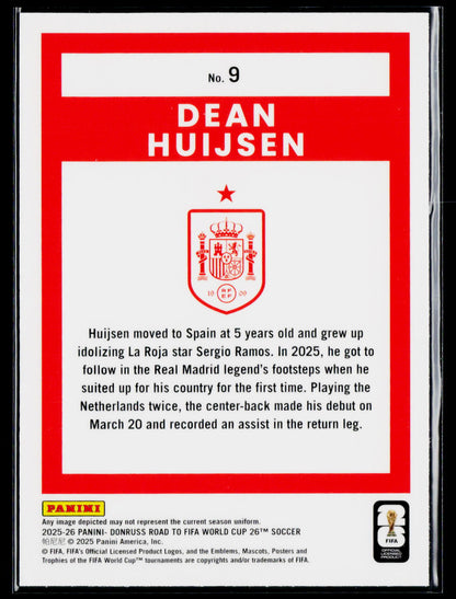 2025-26 Donruss Road to FIFA World Cup #9 Dean Huijsen