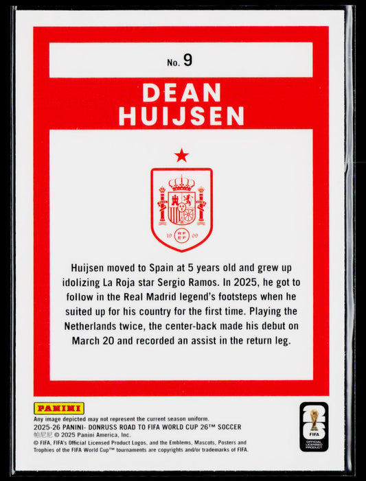 2025-26 Donruss Road to FIFA World Cup #9 Dean Huijsen