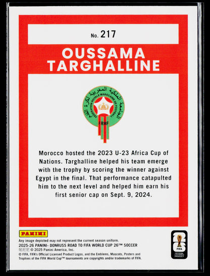 2025-26 Donruss Road to FIFA World Cup #217 Oussama Targhalline