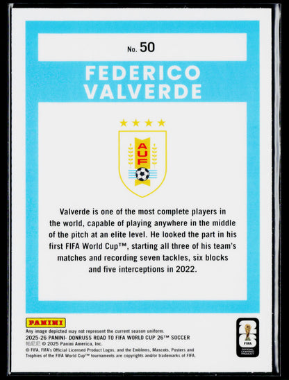2025-26 Donruss Road to FIFA World Cup #50 Federico Valverde