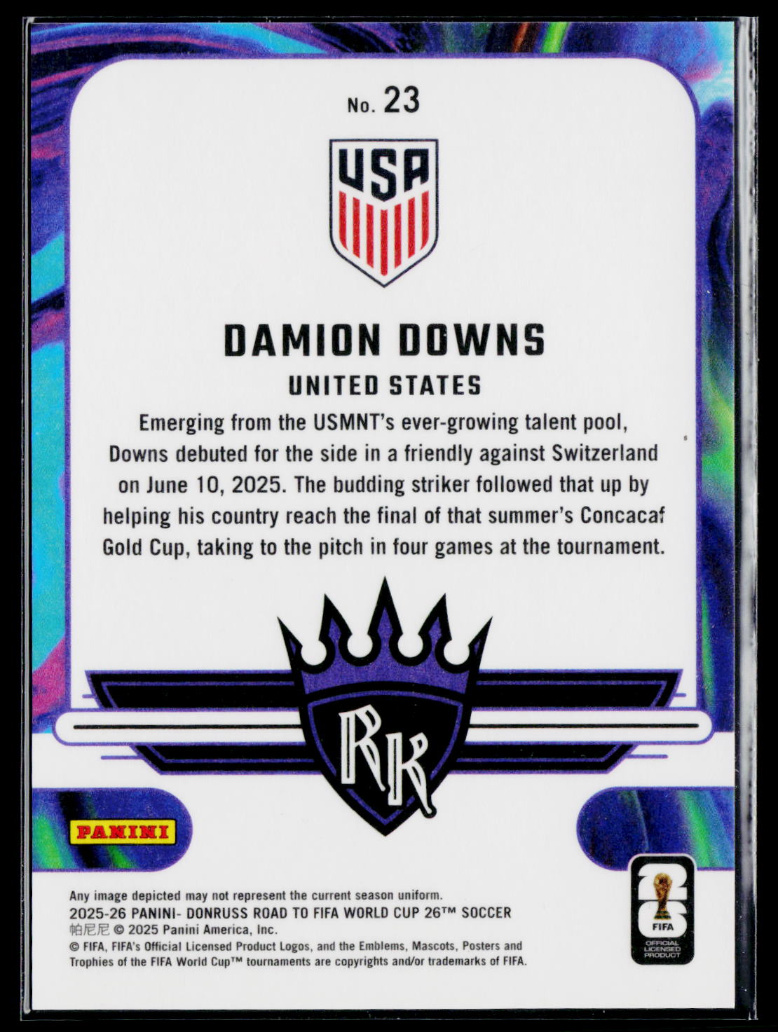 2025-26 Donruss Road to FIFA World Cup #23 Damion Downs Rookie Kings Pink /25