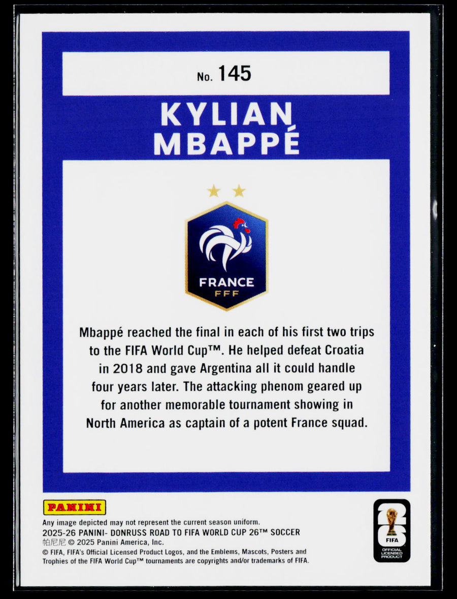 2025-26 Donruss Road to FIFA World Cup #145 Kylian Mbappe