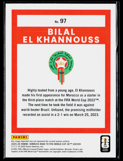 2025-26 Donruss Road to FIFA World Cup #97 Bilal El Khannouss
