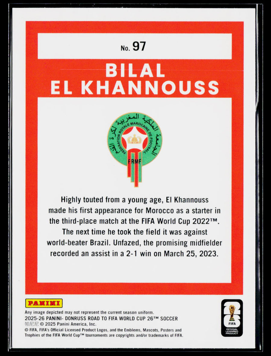2025-26 Donruss Road to FIFA World Cup #97 Bilal El Khannouss
