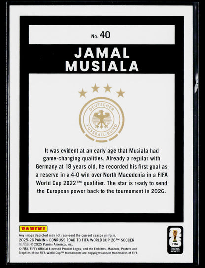 2025-26 Donruss Road to FIFA World Cup #40 Jamal Musiala