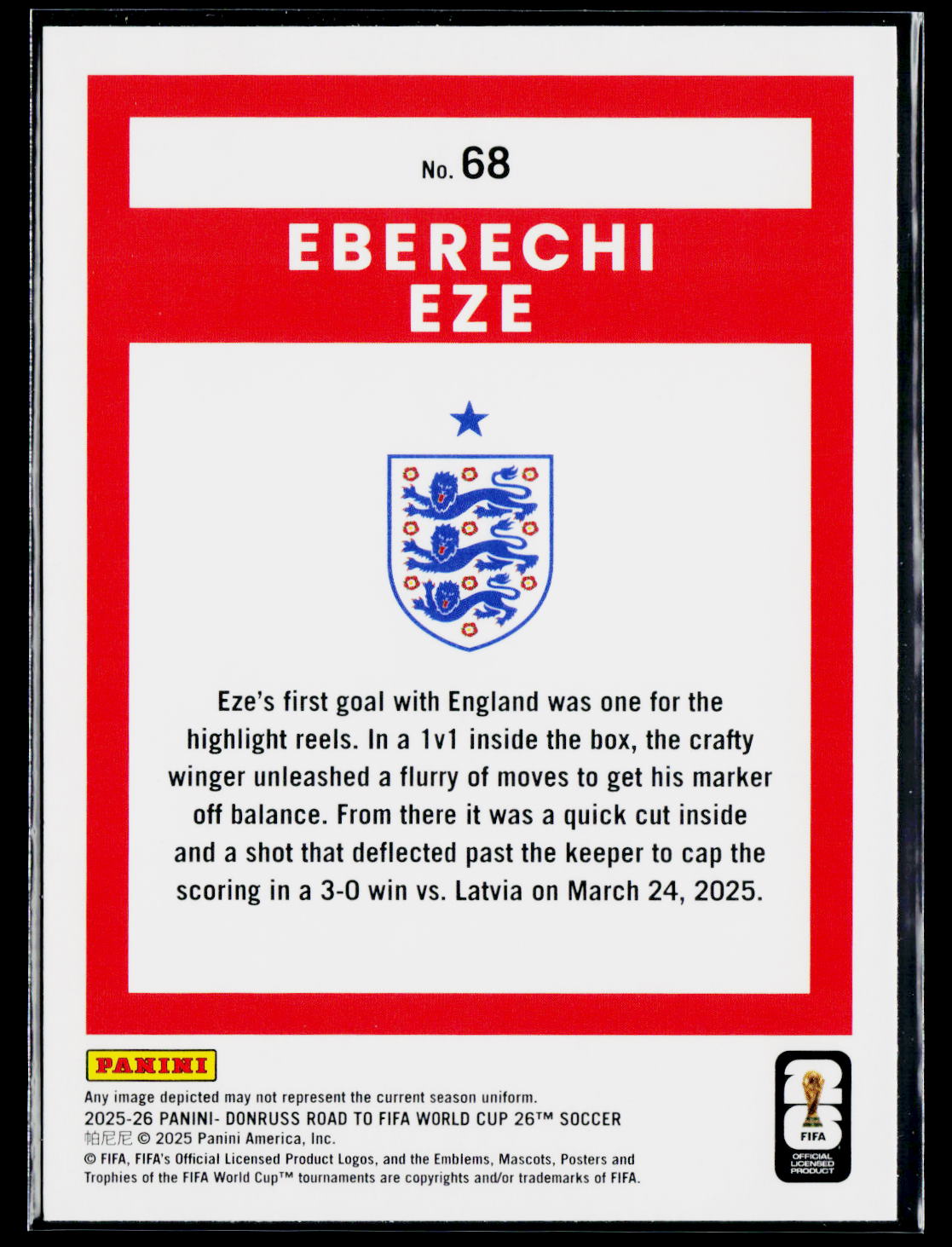 2025-26 Donruss Road to FIFA World Cup #68 Eberechi Eze