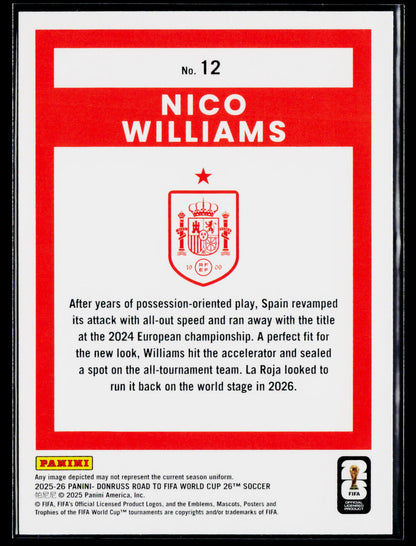 2025-26 Donruss Road to FIFA World Cup #12 Nico Williams