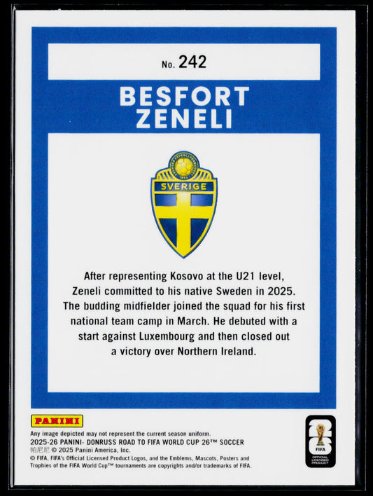 2025-26 Donruss Road to FIFA World Cup #242 Besfort Zeneli