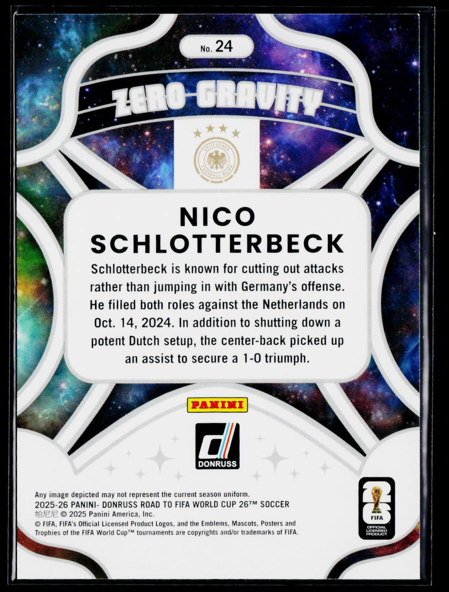 2025-26 Donruss Road to FIFA World Cup Nico Schlotterbeck Zero Gravity