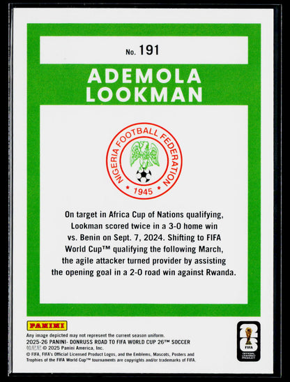 2025-26 Donruss Road to FIFA World Cup #191 Ademola Lookman