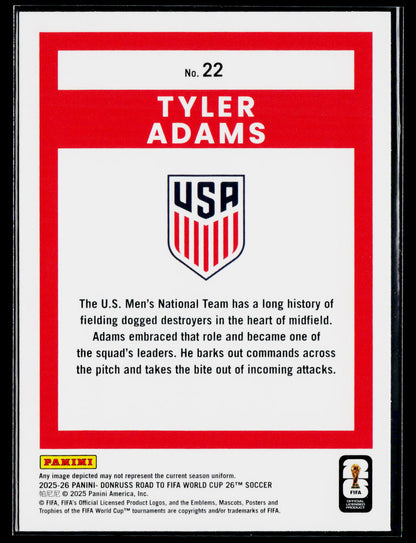 2025-26 Donruss Road to FIFA World Cup #22 Tyler Adams