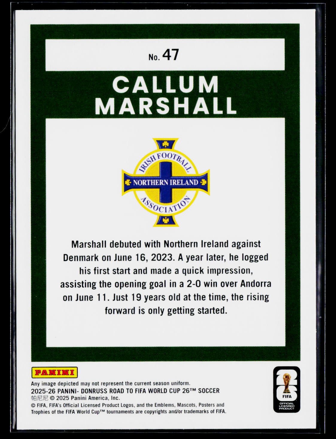 2025-26 Donruss Road to FIFA World Cup #47 Callum Marshall