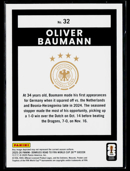 2025-26 Donruss Road to FIFA World Cup #32 Oliver Baumann
