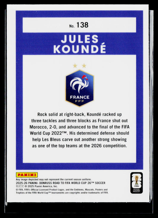 2025-26 Donruss Road to FIFA World Cup #138 Jules Kounde