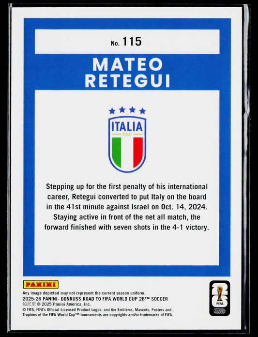 2025-26 Donruss Road to FIFA World Cup #115 Mateo Retegui