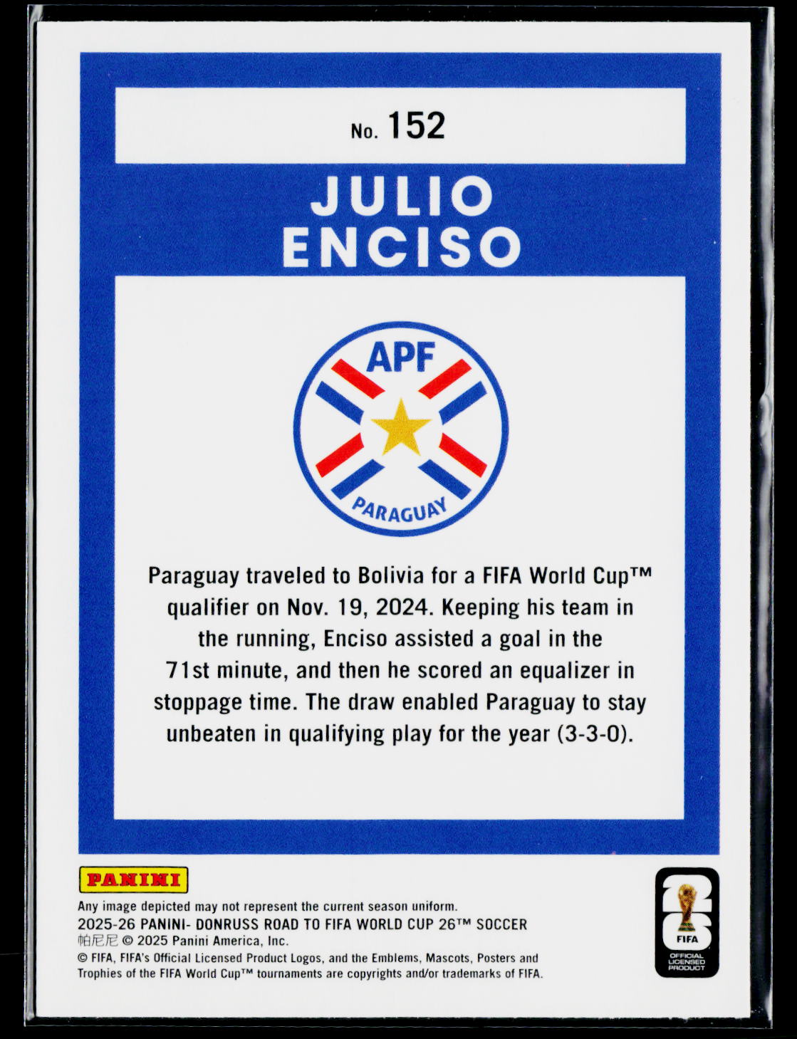 2025-26 Donruss Road to FIFA World Cup #152 Julio Enciso