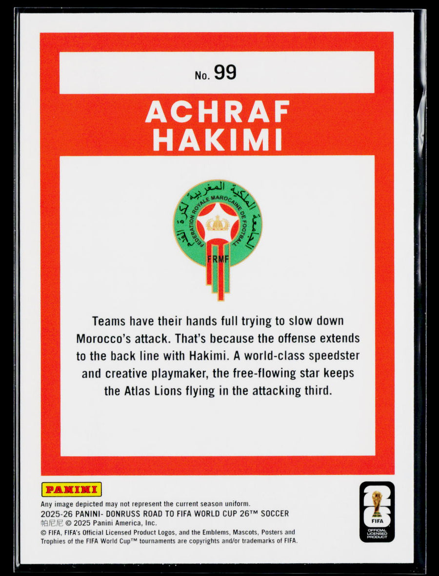2025-26 Donruss Road to FIFA World Cup #99 Achraf Hakimi