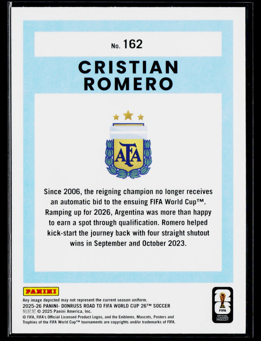 2025-26 Donruss Road to FIFA World Cup #162 Cristian Romero
