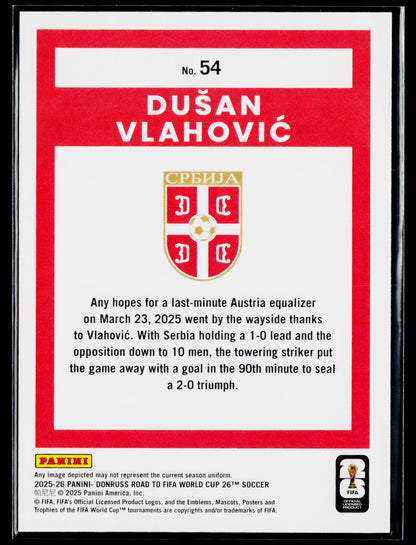 2025-26 Donruss Road to FIFA World Cup #54 Dusan Vlahovic
