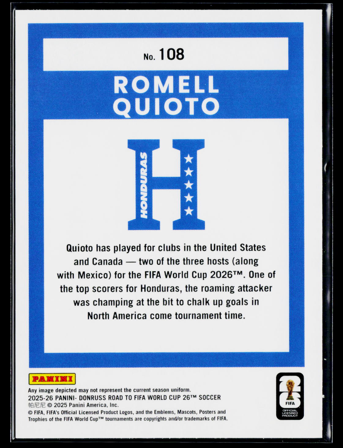 2025-26 Donruss Road to FIFA World Cup #108 Romell Quioto