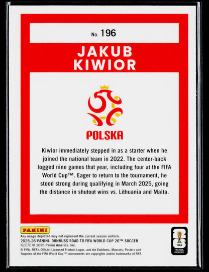 2025-26 Donruss Road to FIFA World Cup #196 Jakub Kiwior