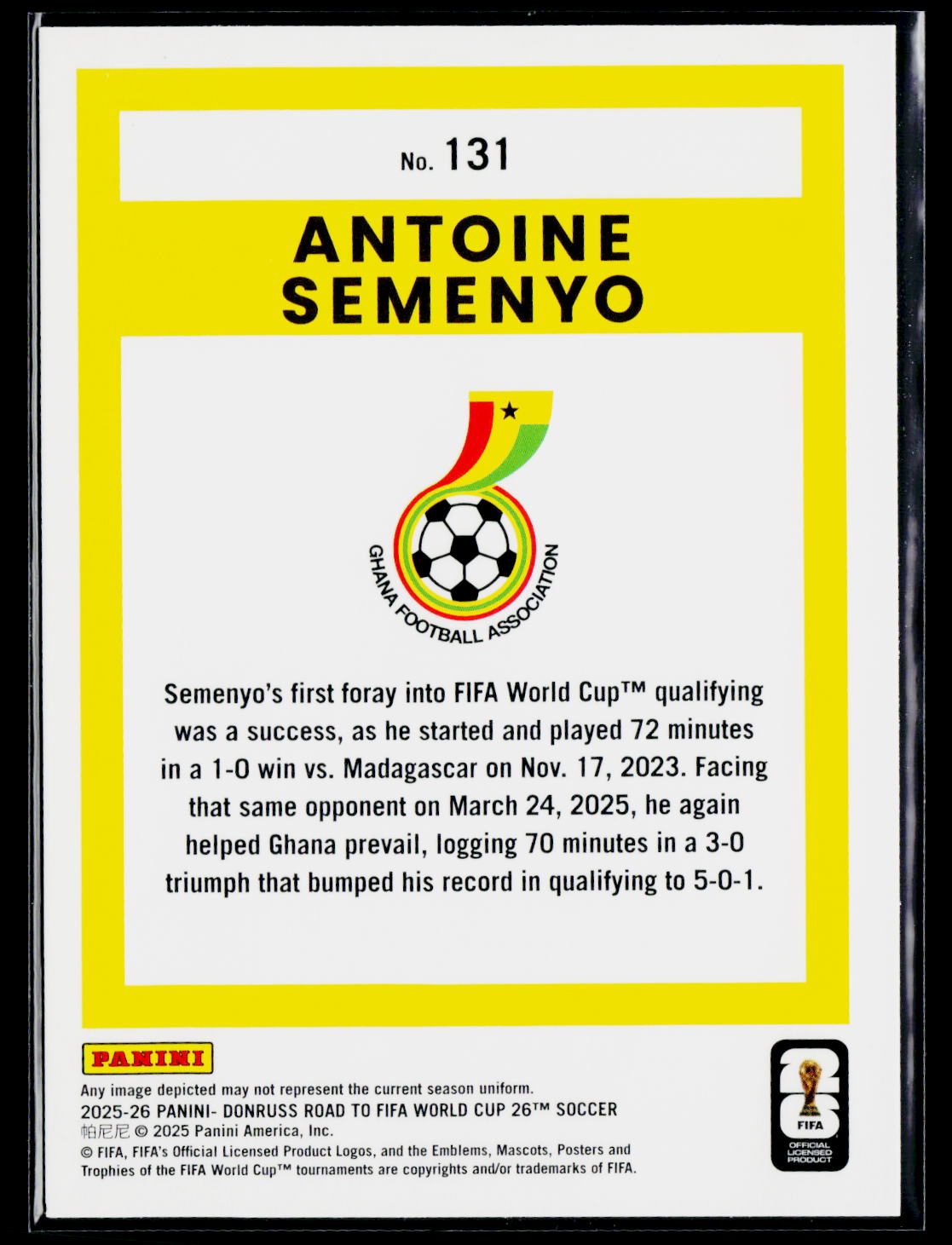 2025-26 Donruss Road to FIFA World Cup #131 Antoine Semenyo