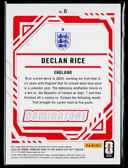 2025-26 Donruss Road to FIFA World Cup #6 Declan Rice Dominators