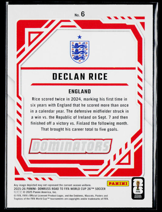 2025-26 Donruss Road to FIFA World Cup #6 Declan Rice Dominators
