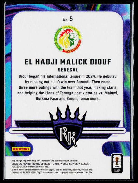 2025-26 Donruss Road to FIFA World Cup #5 El Hadji Malick Diouf Rookie Kings